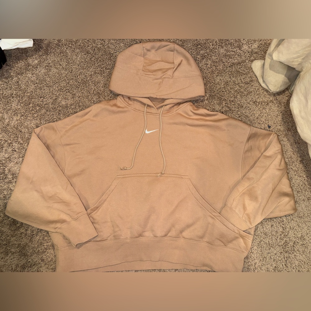 Nike Tan Pullover Hoodie with White Swoosh
